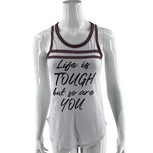 Cold Crush Womens Tank Top XS White Red Burnout Life is Tough So Are You Graphic